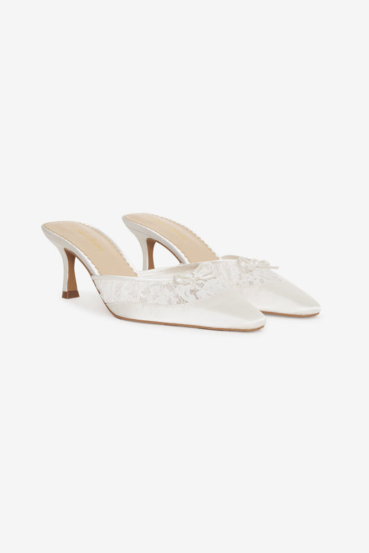 Beatrice Lace Mule White - For Love & Lemons