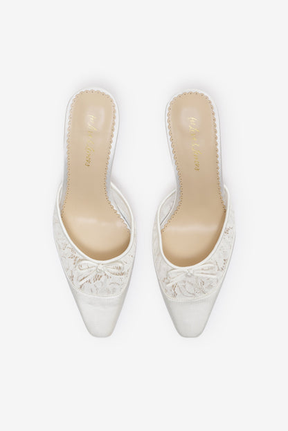 Beatrice Lace Mule White - For Love & Lemons