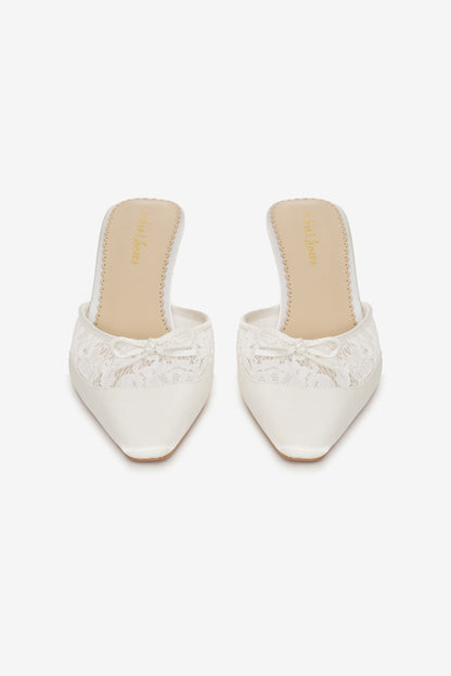Beatrice Lace Mule White - For Love & Lemons