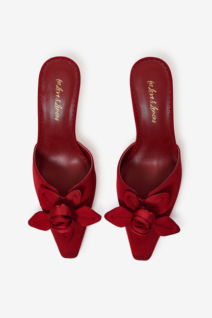 Claudine Mule Heel Red - For Love & Lemons