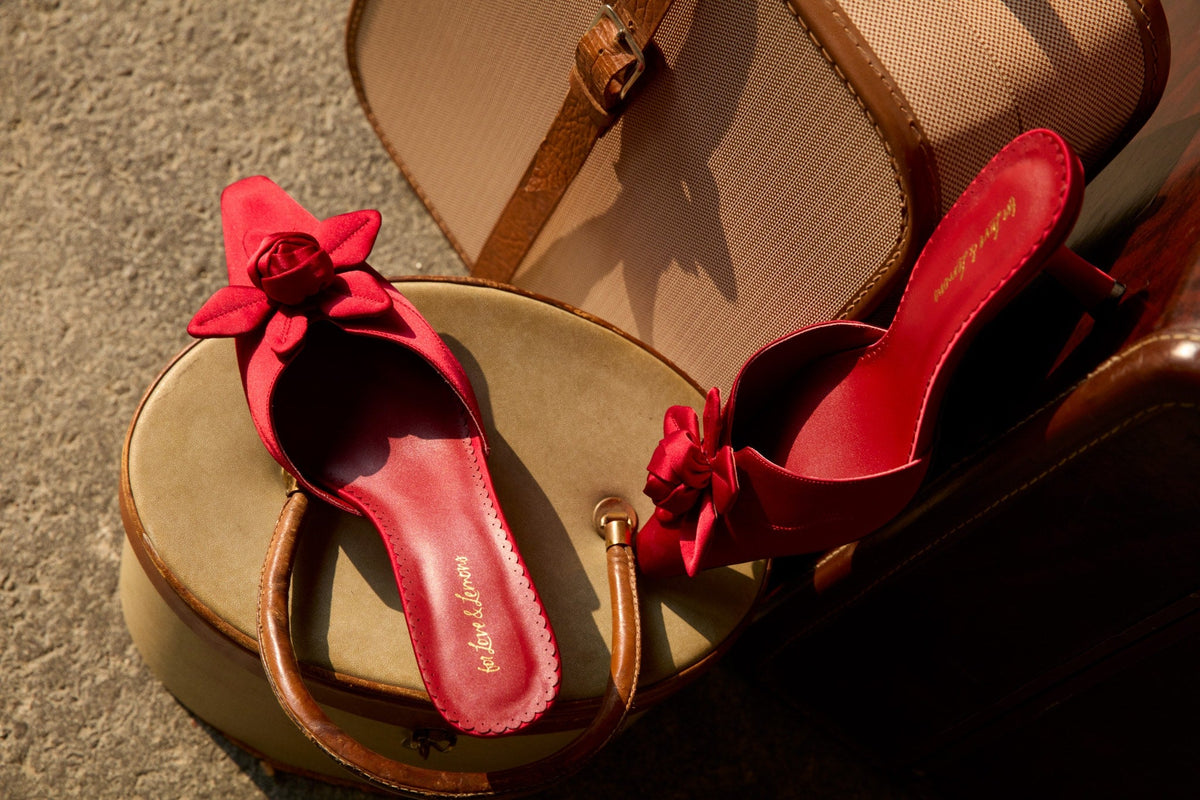 Claudine Mule Heel Red - For Love & Lemons