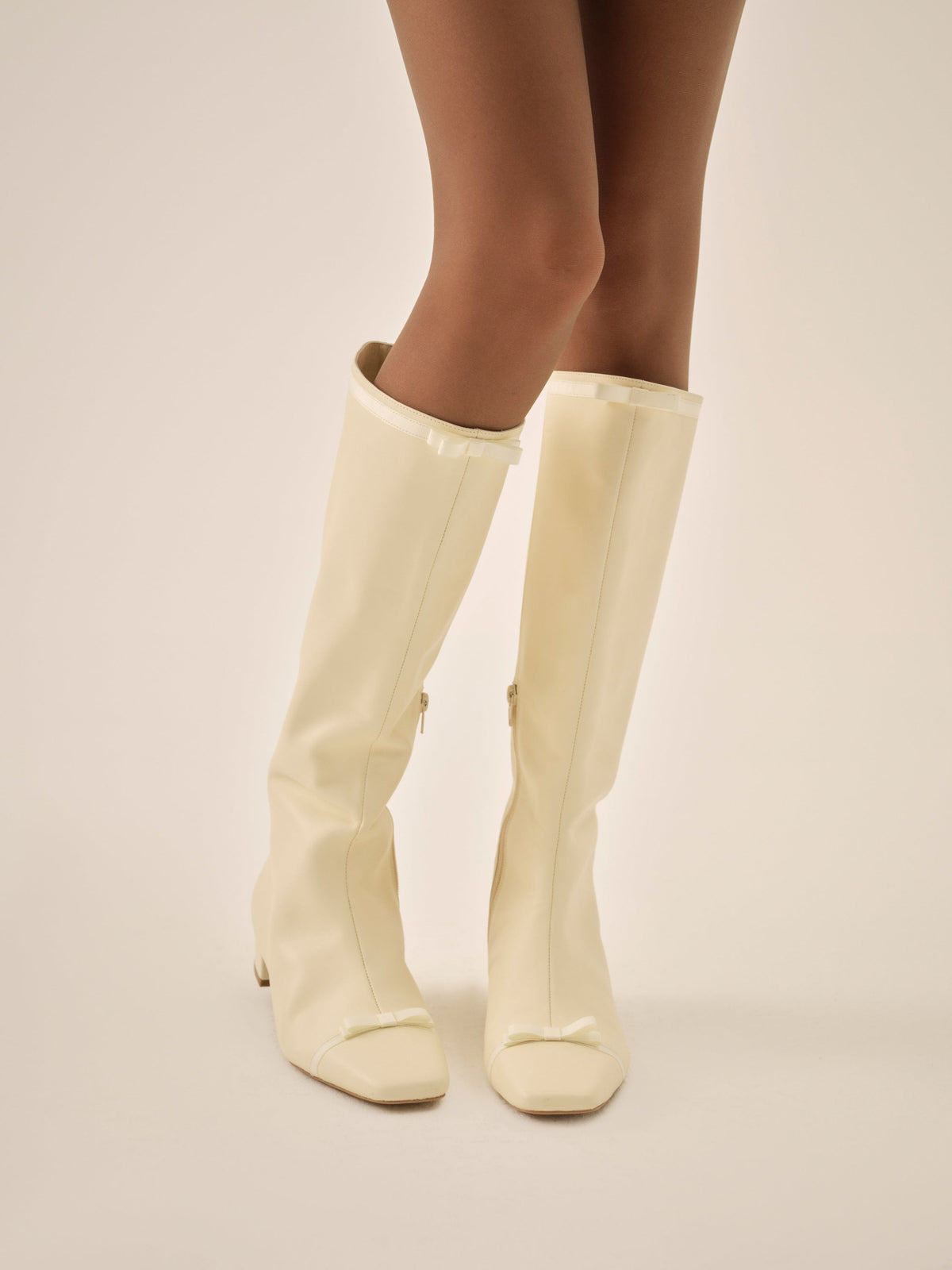Claudine Cap Toe Boot Cream - For Love & Lemons