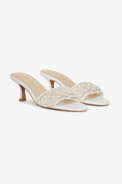 Seraphina Beaded Heart Mule White - For Love & Lemons