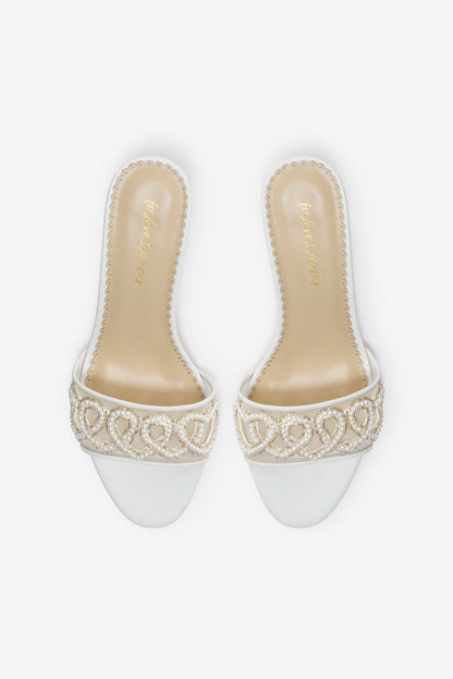 Seraphina Beaded Heart Mule White - For Love & Lemons