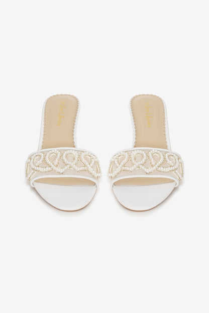 Seraphina Beaded Heart Mule White - For Love & Lemons