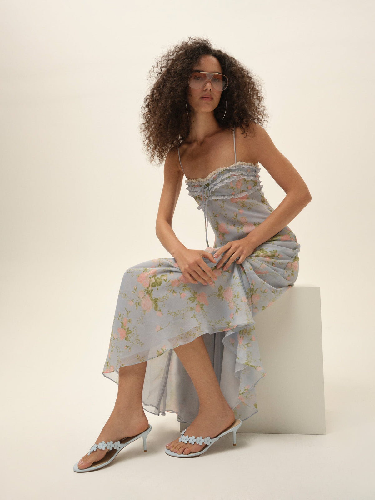 Gia Floral Heel Blue - For Love & Lemons