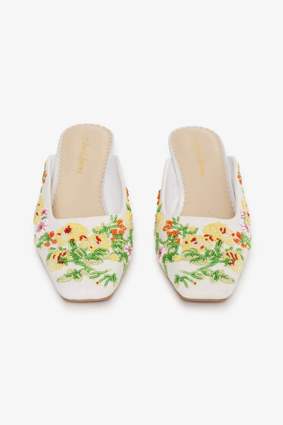 Elodie Floral Beaded Mule White - For Love & Lemons