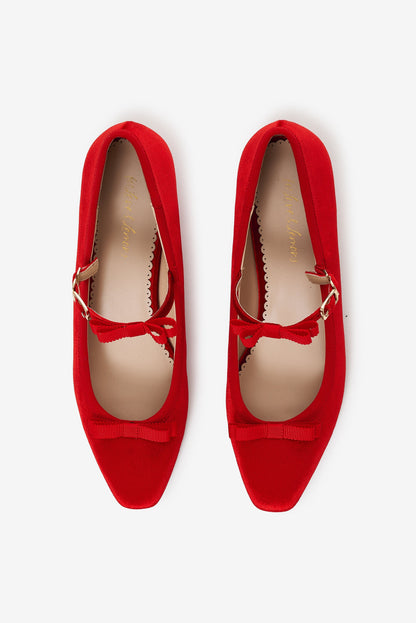 Lucia Velvet Mary Jane Red - For Love & Lemons