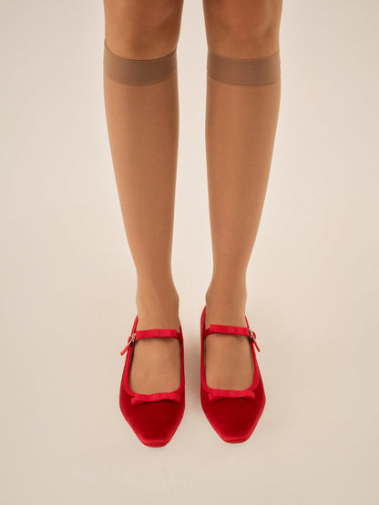 Lucia Velvet Mary Jane Red - For Love & Lemons