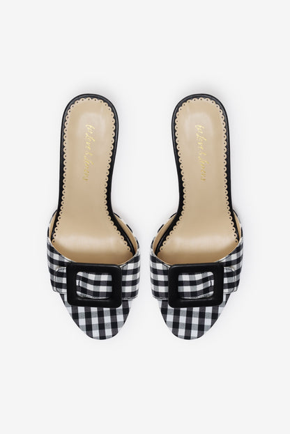 Eloise Gingham Buckle Mule Black - For Love & Lemons