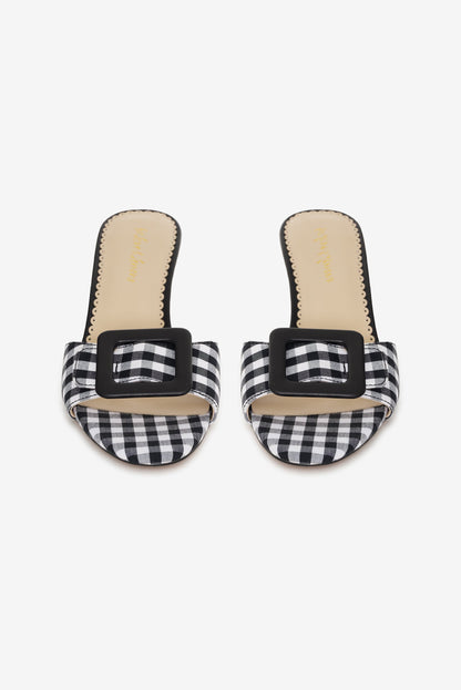 Eloise Gingham Buckle Mule Black - For Love & Lemons