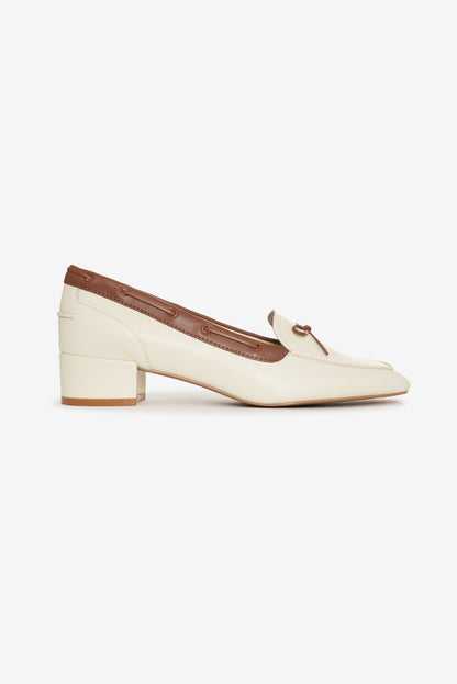 Sutton Heeled Boat Shoe Cream - For Love & Lemons