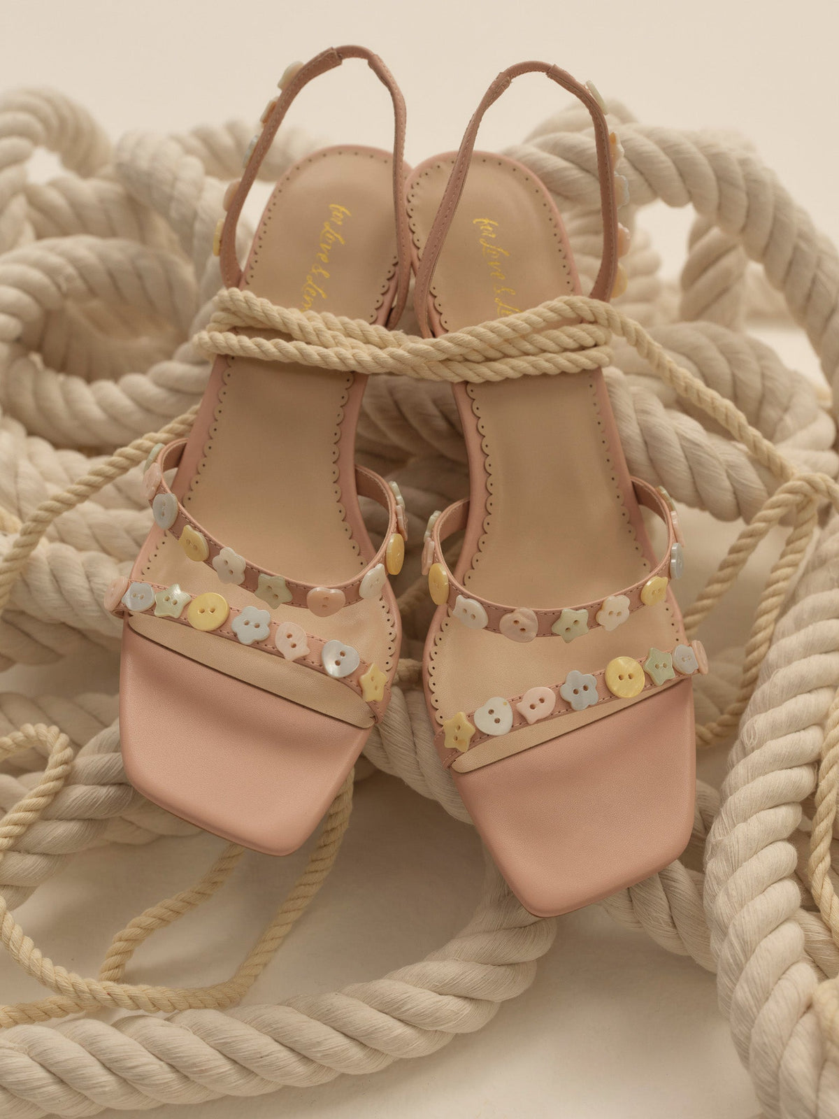 Cleo Button Heel Blush - For Love & Lemons