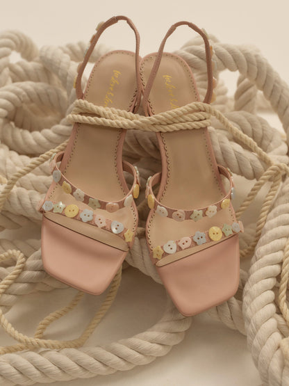 Cleo Button Heel Blush - For Love & Lemons