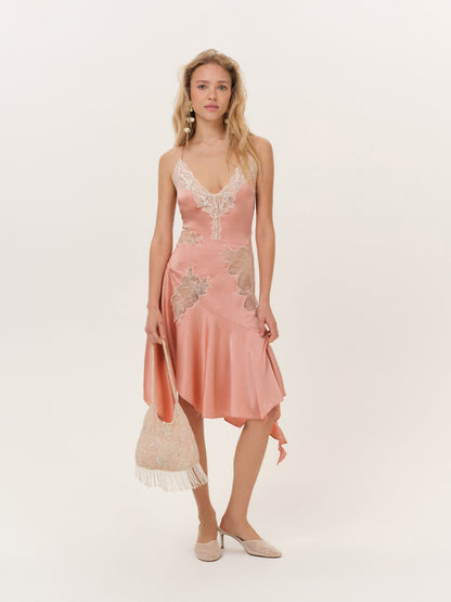 Lani Midi Dress Coral - For Love & Lemons