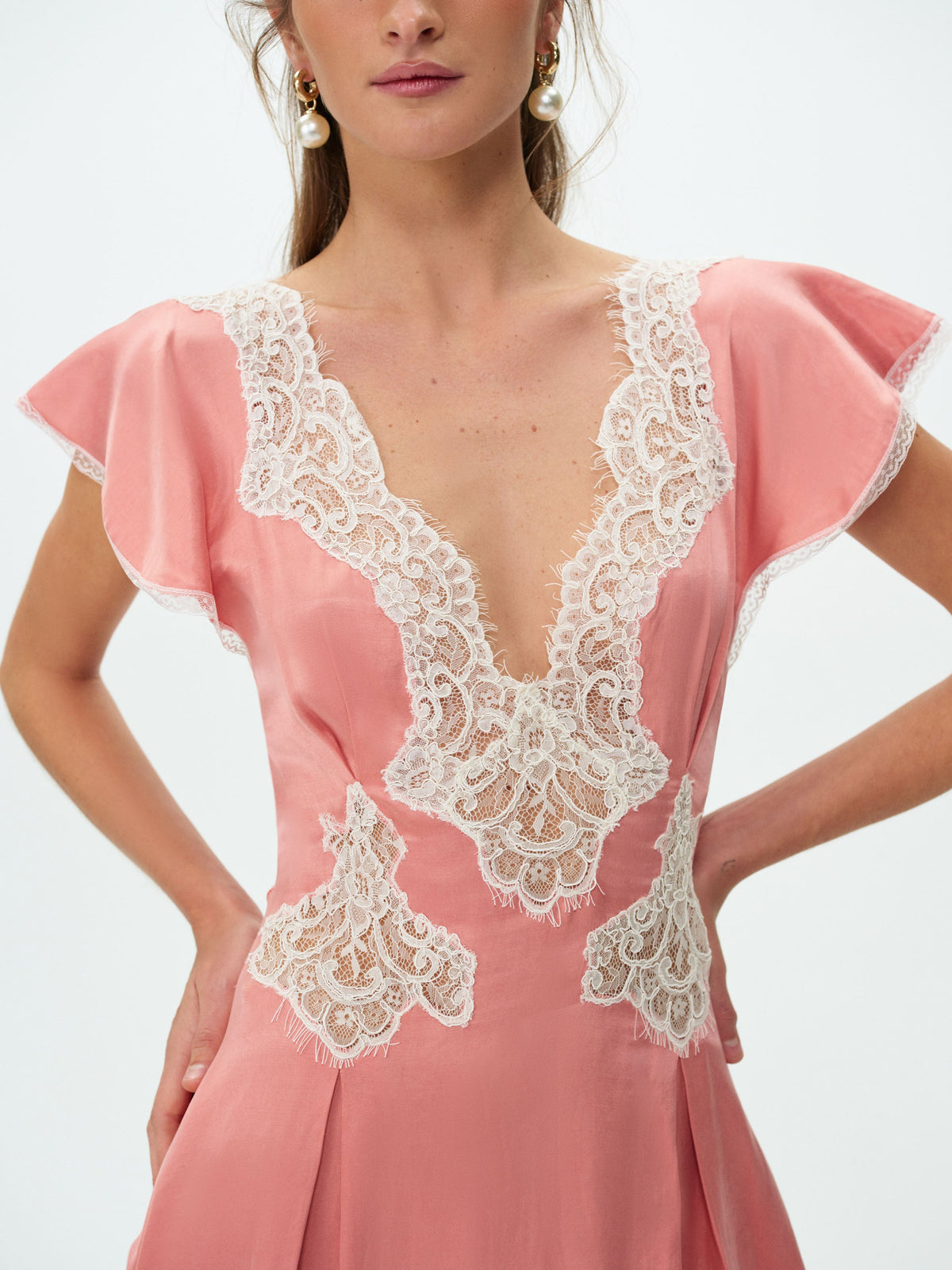 Luna Rose Mini Dress Coral - For Love & Lemons