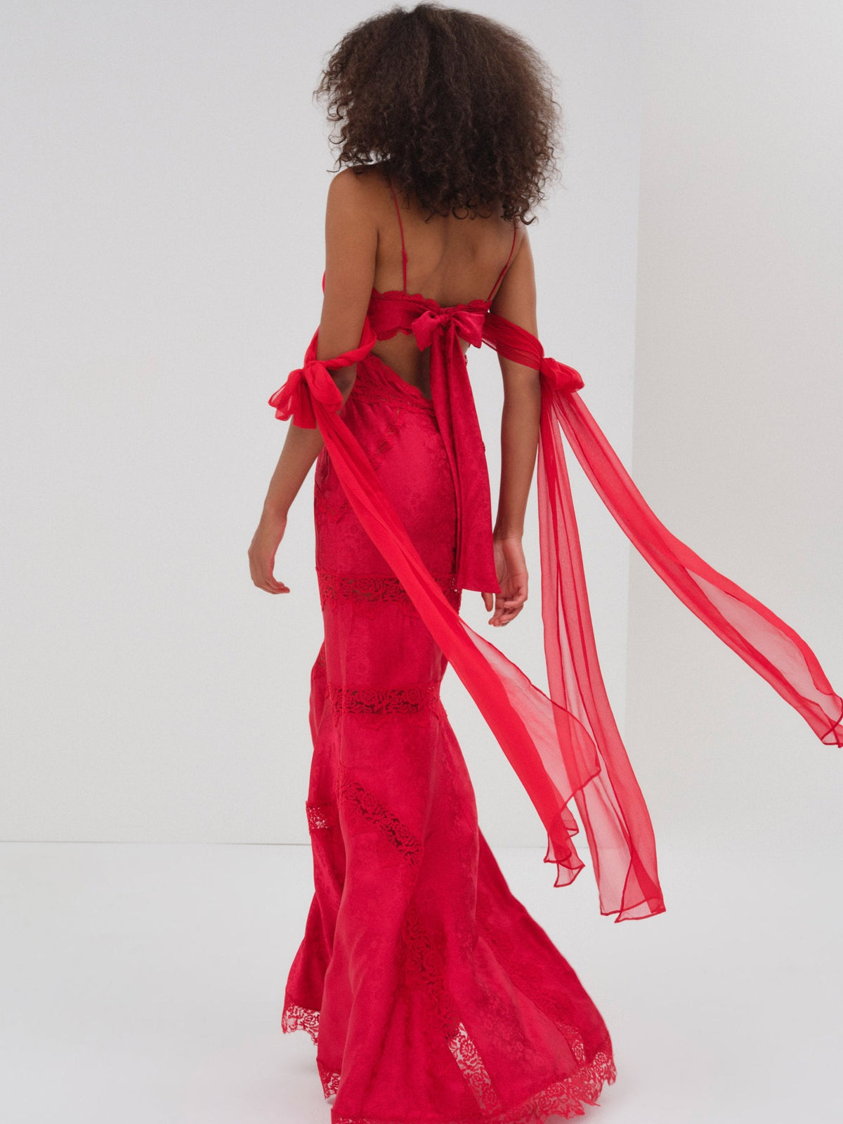 Rita Lace Gown Red - For Love & Lemons