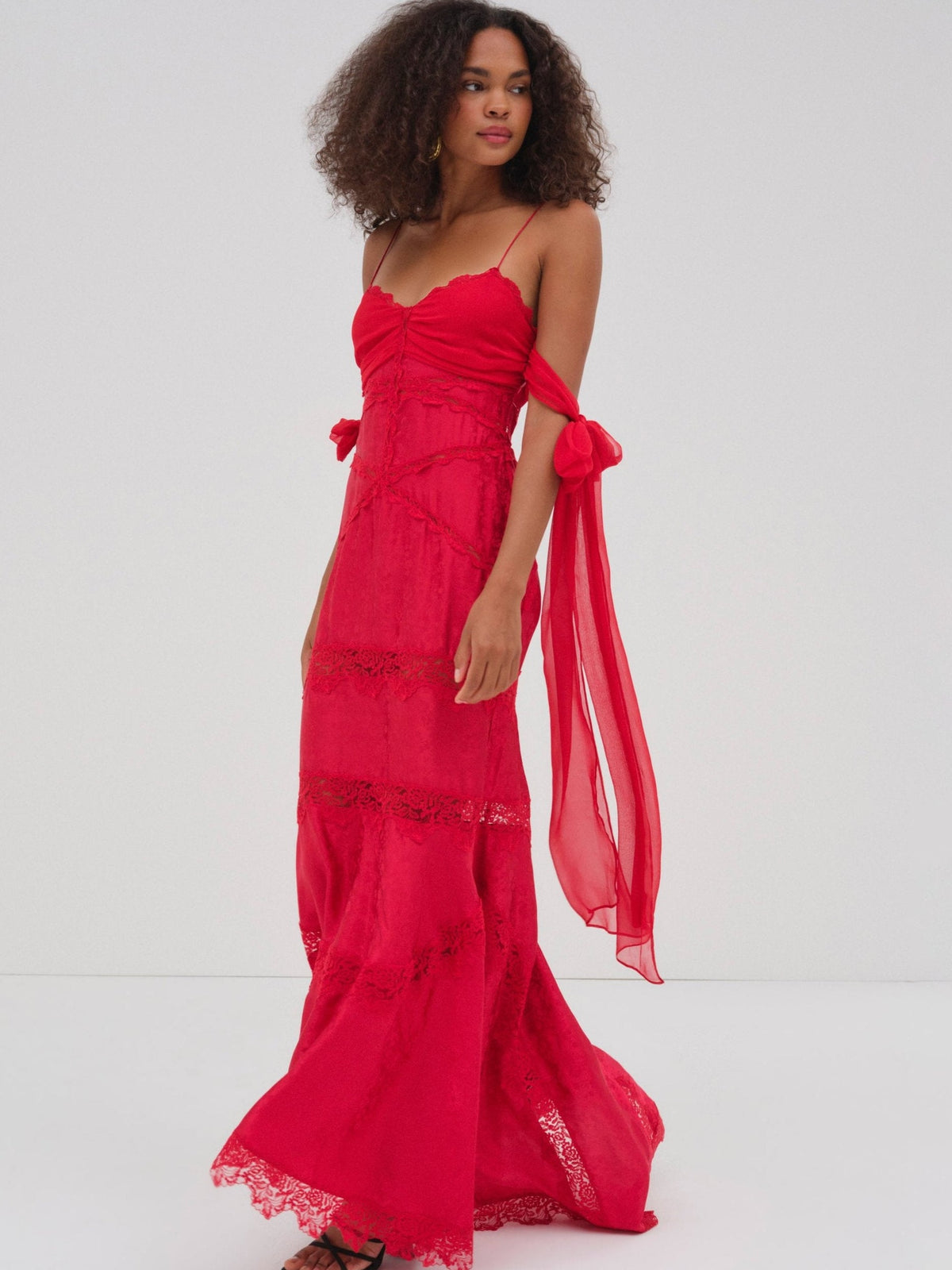 Rita Lace Gown Red - For Love & Lemons