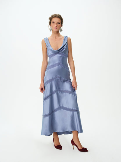 Cove Lace Maxi Dress Slate Blue - For Love & Lemons