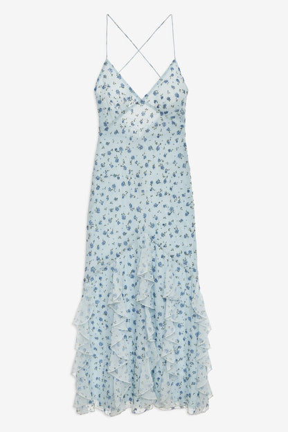 Elea Beaded Maxi Dress Blue - For Love & Lemons
