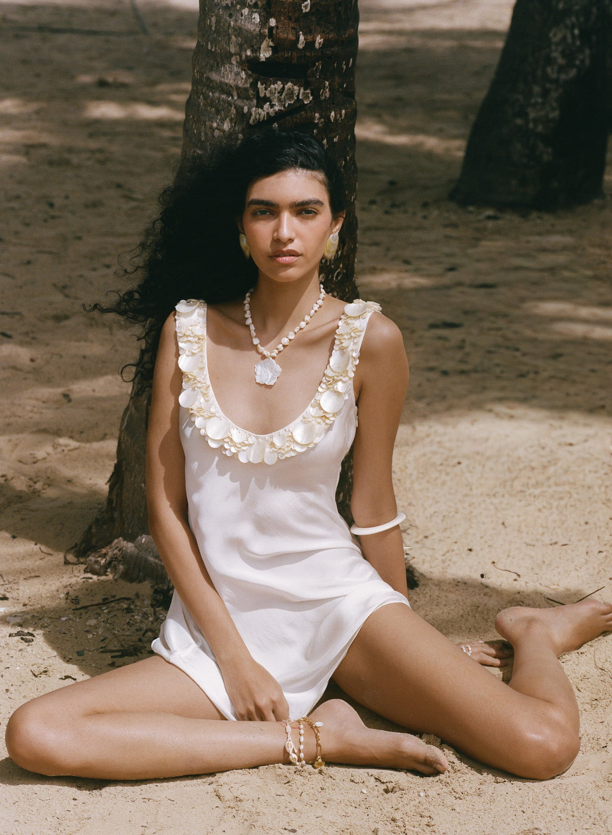 Sami Seashell Mini Dress Ivory - For Love & Lemons