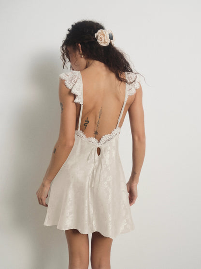 Audrey Mini Slip Dress Cream - For Love & Lemons