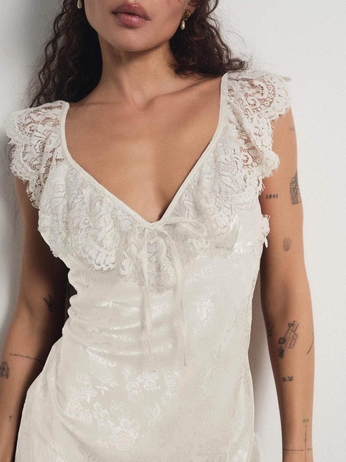 Audrey Mini Slip Dress Cream - For Love & Lemons