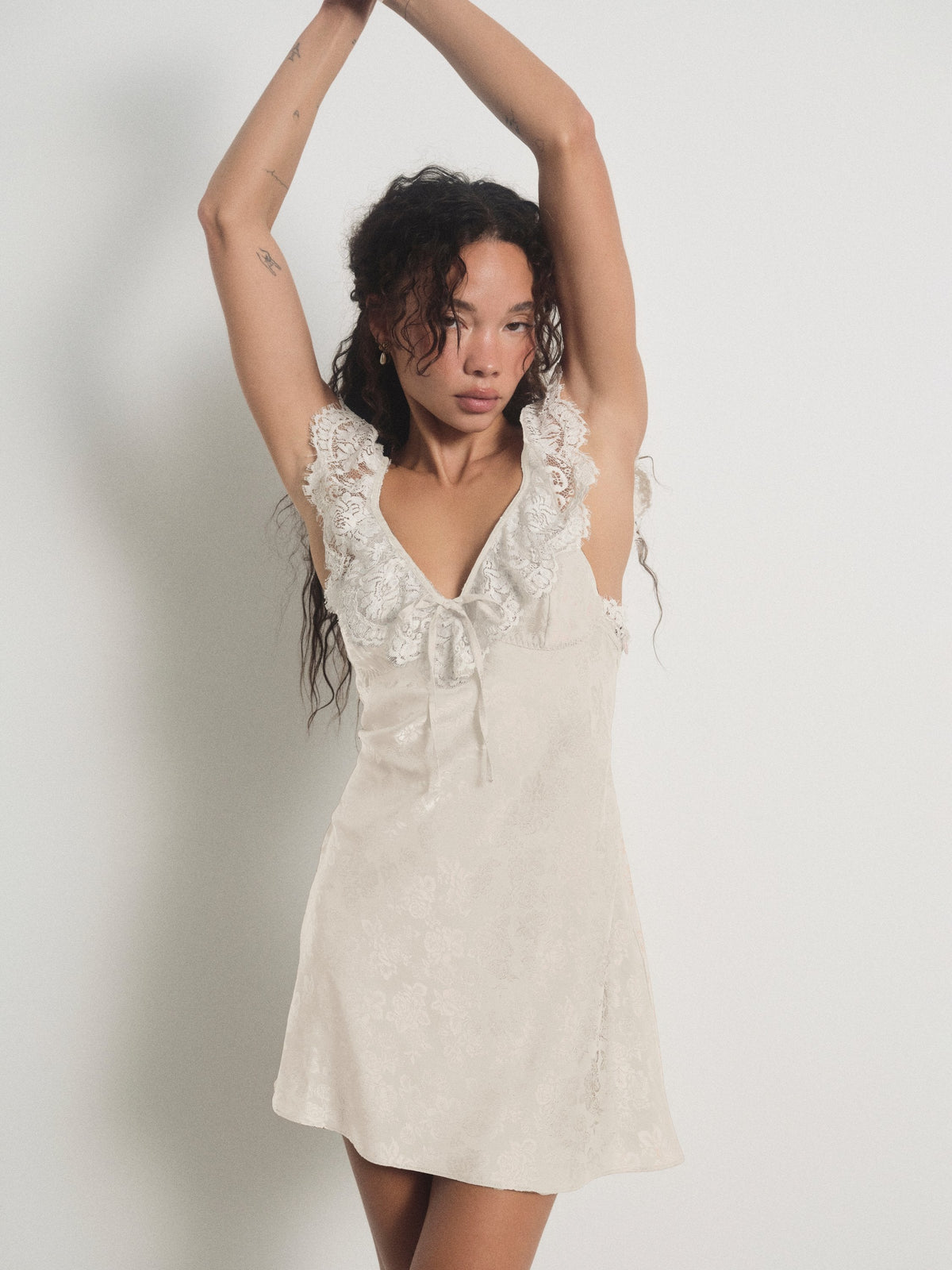 Audrey Mini Slip Dress Cream - For Love & Lemons