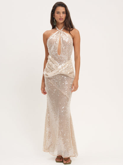Sydney Sequin Maxi Dress Nude - For Love & Lemons