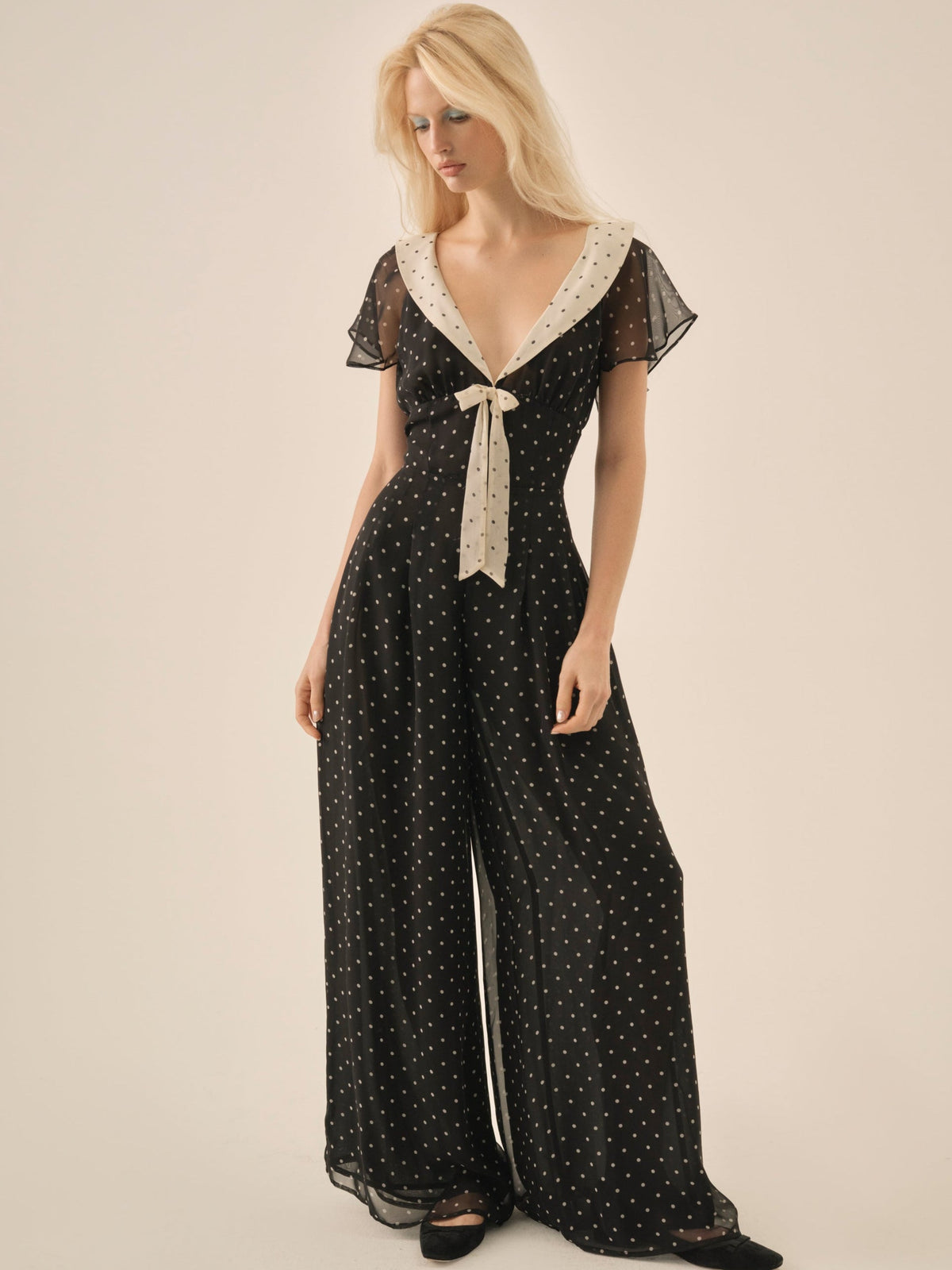 Dottie Dot Pantsuit Black - For Love & Lemons