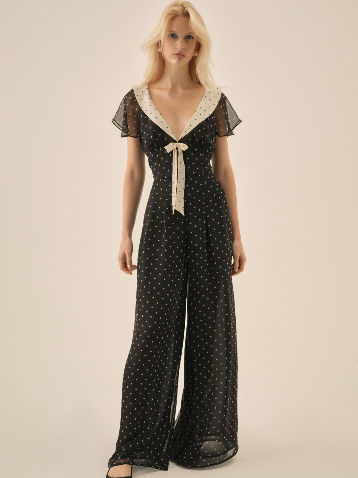Dottie Dot Pantsuit Black - For Love & Lemons