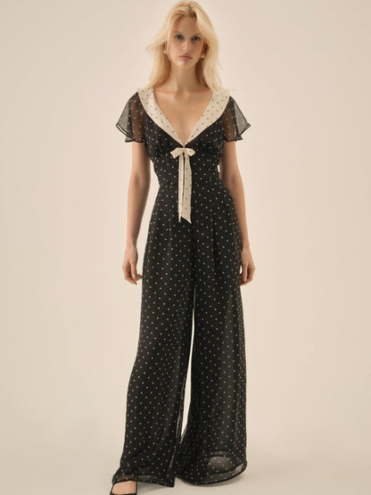 Dottie Dot Pantsuit Black - For Love & Lemons