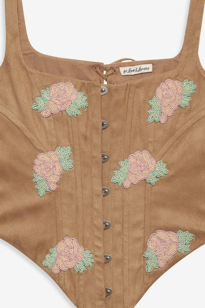Rose Beaded Bustier Brown - For Love & Lemons