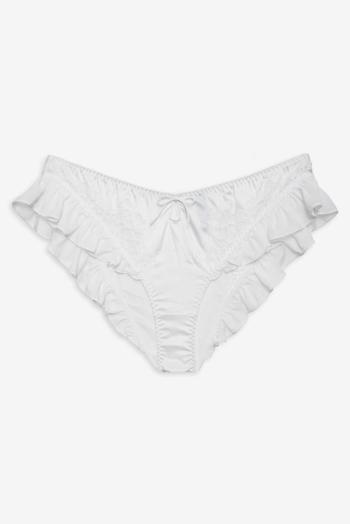 Butterfly Lace Ruffle Cheeky Panty White - For Love & Lemons