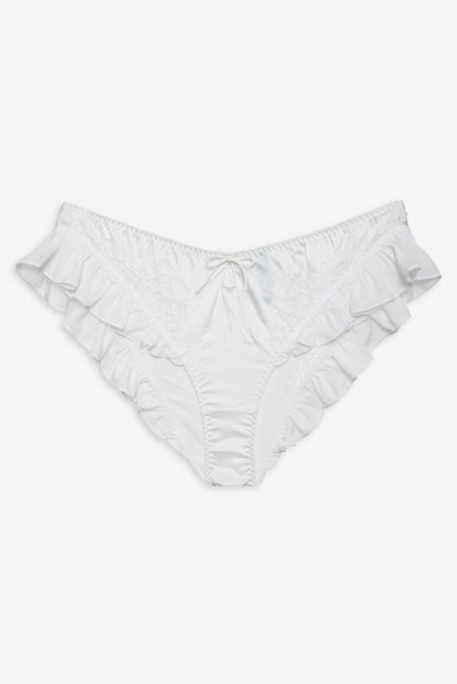 Butterfly Lace Ruffle Cheeky Panty White - For Love & Lemons