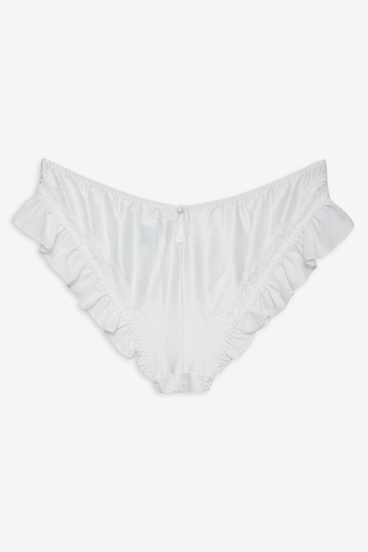 Butterfly Lace Ruffle Cheeky Panty White - For Love & Lemons