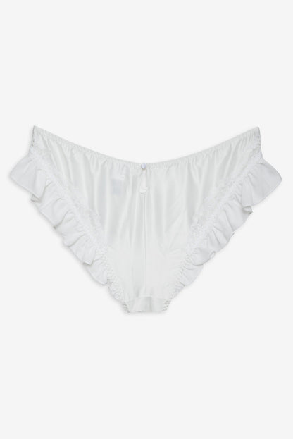 Butterfly Lace Ruffle Cheeky Panty White - For Love & Lemons