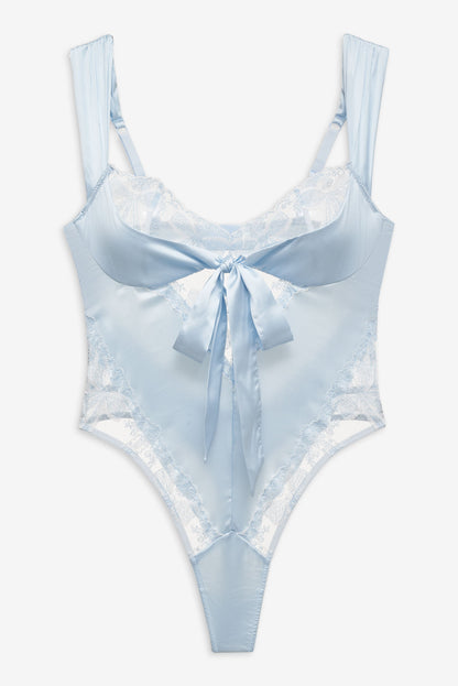 Blair Bow Bodysuit Blue - For Love & Lemons
