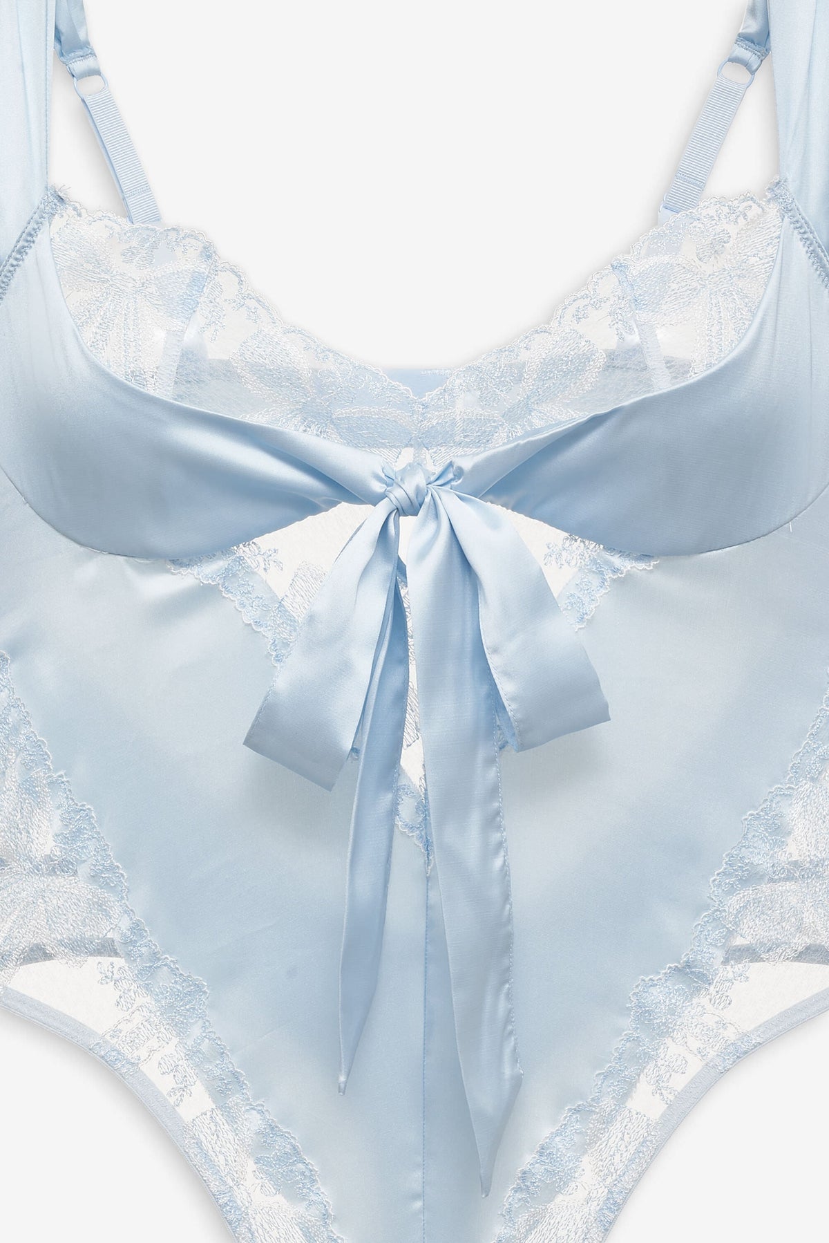 Blair Bow Bodysuit Blue - For Love & Lemons