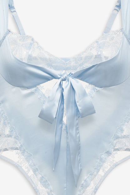 Blair Bow Bodysuit Blue - For Love & Lemons