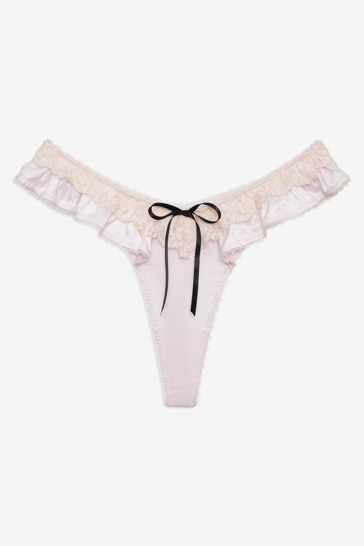 Sweetheart Ruffle Thong Panty Light Pink - For Love & Lemons