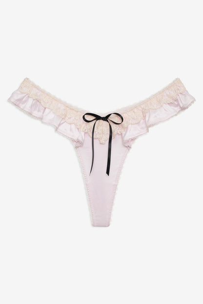 Sweetheart Ruffle Thong Panty Light Pink - For Love & Lemons