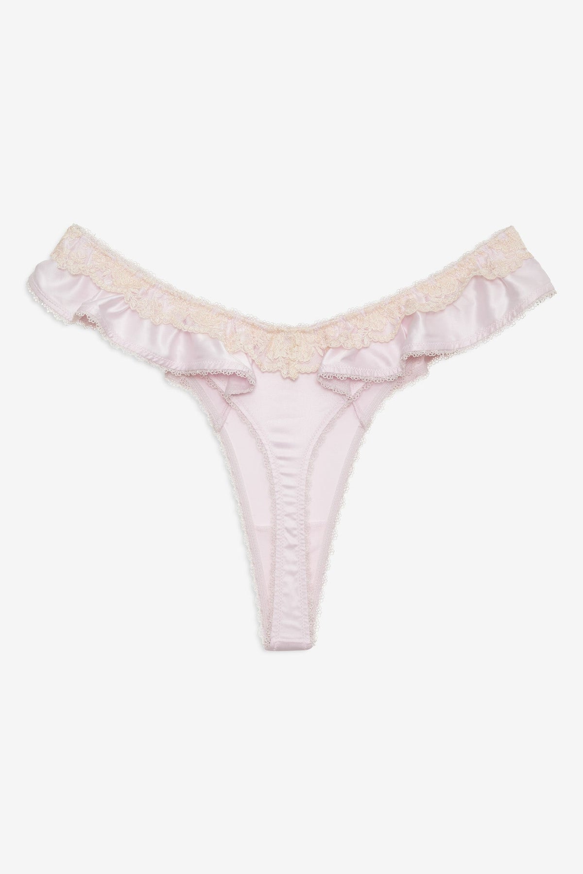 Sweetheart Ruffle Thong Panty Light Pink - For Love & Lemons
