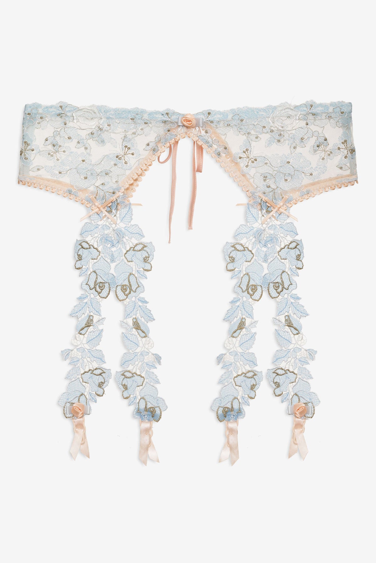 Winter Roses Garter Belt Blue - For Love & Lemons