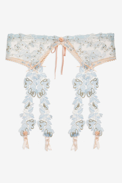 Winter Roses Garter Belt Blue - For Love & Lemons