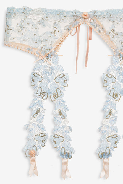 Winter Roses Garter Belt Blue - For Love & Lemons