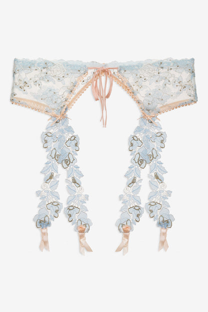 Winter Roses Garter Belt Blue - For Love & Lemons