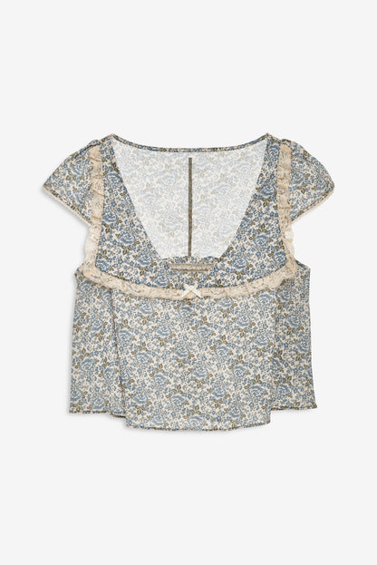 Primrose Posey Sleep Top Dusty Blue - For Love & Lemons