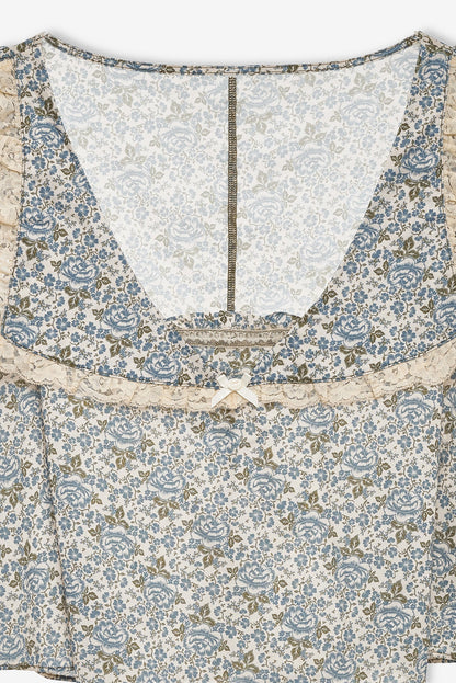 Primrose Posey Sleep Top Dusty Blue - For Love & Lemons
