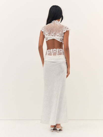 Rita Rose Maxi Skirt White - For Love & Lemons